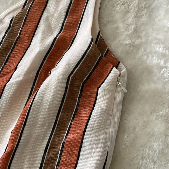 Sezane Pauline Striped Mini Dress in White, Brown, and Tan - Picture 3 of 9